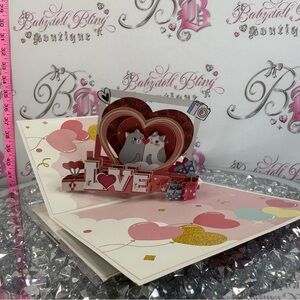 Card 3D To My Beloved Other Half Pink Cat Love Art Print card brand new pop up